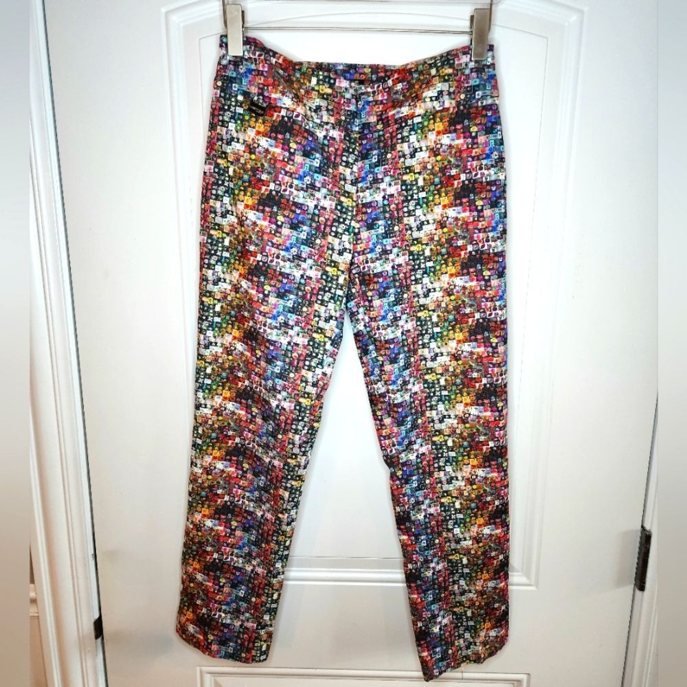 Lisette L Montreal Slimming Artsy Unique Micro Mosaic Floral Crop 8 Multicolor